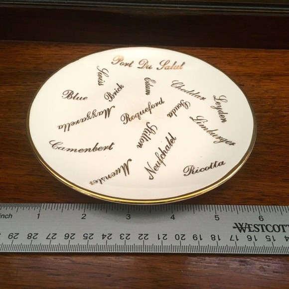 Vintage NAPCO Ceramic Cheese Plate 22K Gouda Muenster Swiss Camembert Limburger - Picture 2 of 9